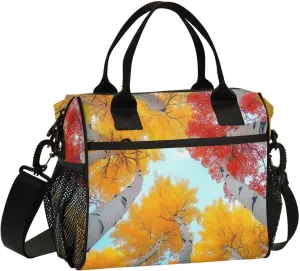 Lunch Bag Colorful Birch Tree Lunch Box for Women Men Reusable Lunch Tote Shoulder Bag Leakproof Thermal Insulated Lunch Containers for Work Picnic Travel