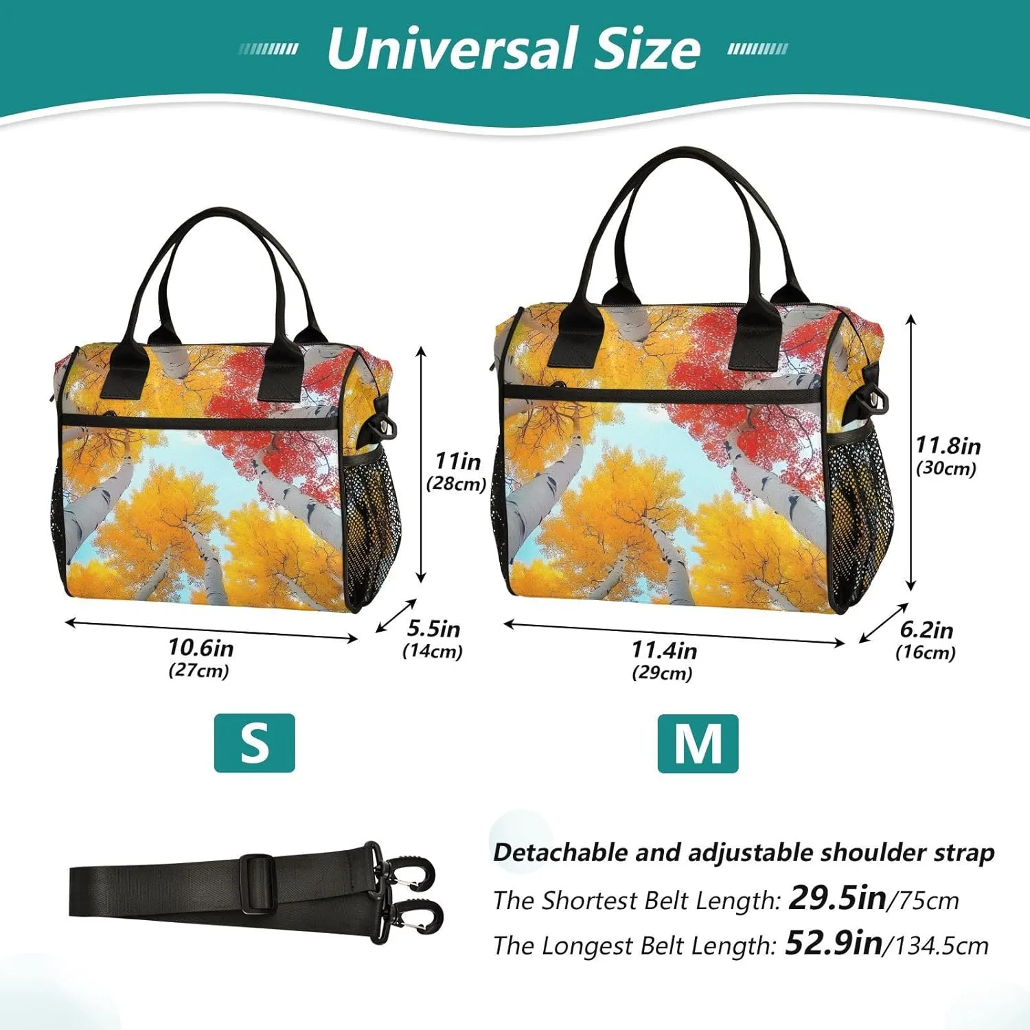 Lunch Bag Colorful Birch Tree Lunch Box for Women Men Reusable Lunch Tote Shoulder Bag Leakproof Thermal Insulated Lunch Containers for Work Picnic Travel