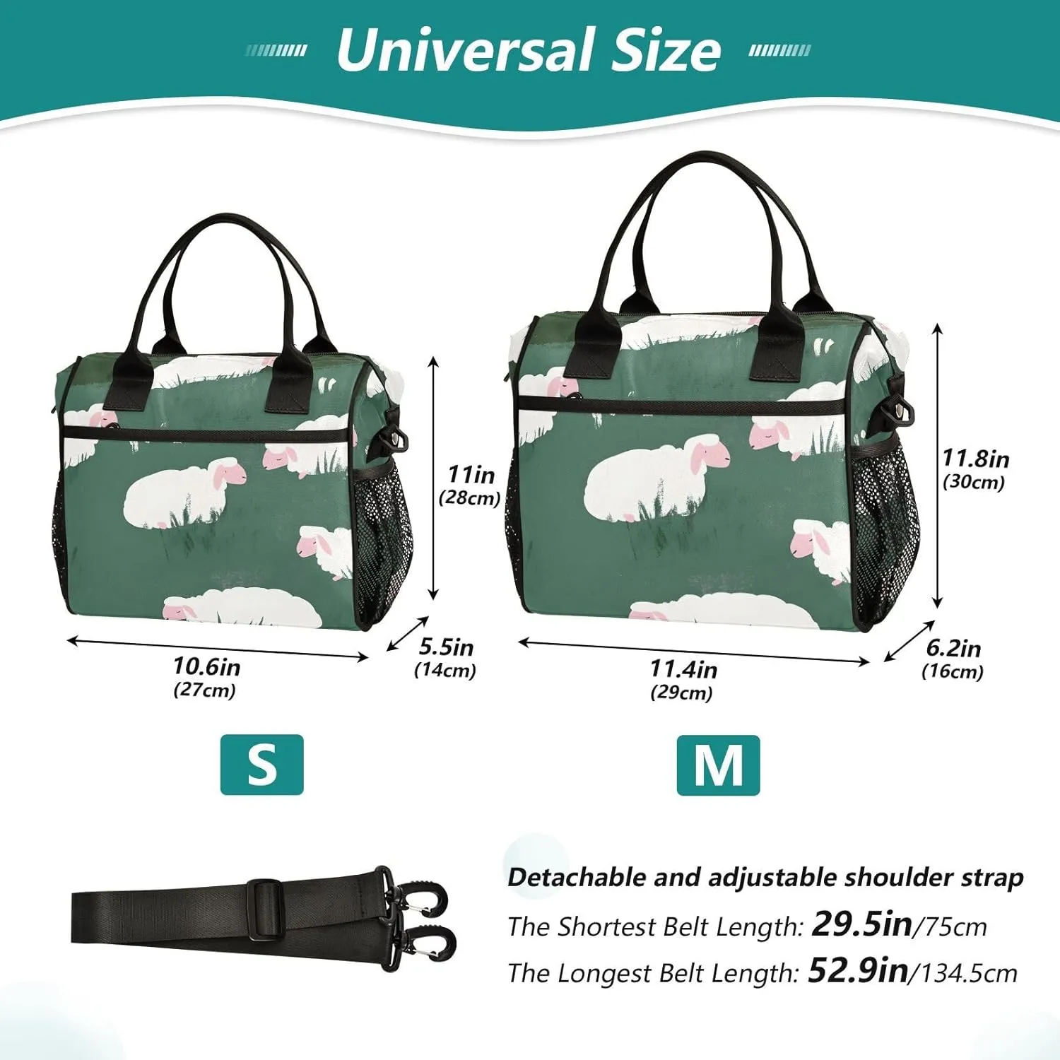 Lunch Bag Cute Sheep Grassland Lunch Box for Women Men Reusable Lunch Tote Shoulder Bag Leakproof Thermal Insulated Lunch Containers for Work Picnic Travel