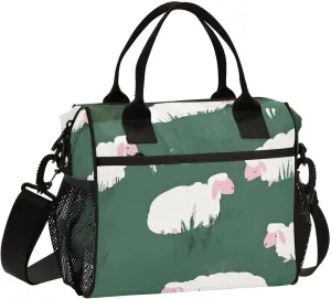 Lunch Bag Cute Sheep Grassland Lunch Box for Women Men Reusable Lunch Tote Shoulder Bag Leakproof Thermal Insulated Lunch Containers for Work Picnic Travel