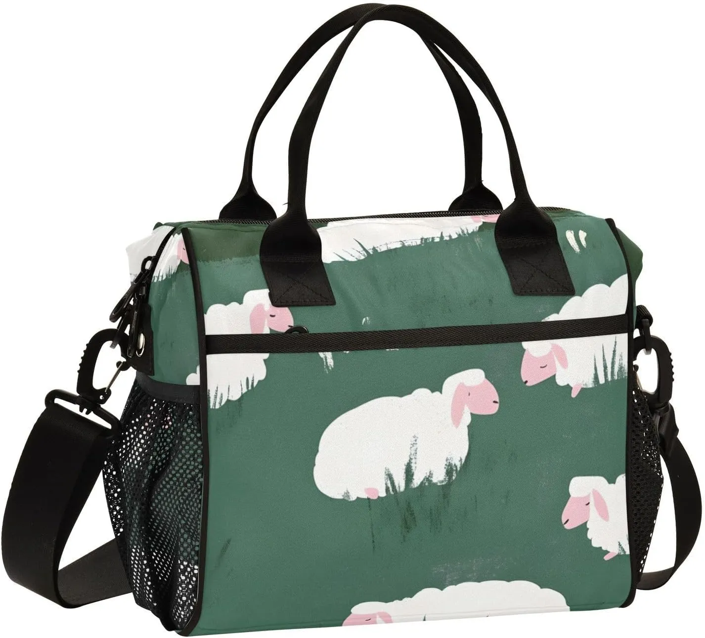 Lunch Bag Cute Sheep Grassland Lunch Box for Women Men Reusable Lunch Tote Shoulder Bag Leakproof Thermal Insulated Lunch Containers for Work Picnic Travel