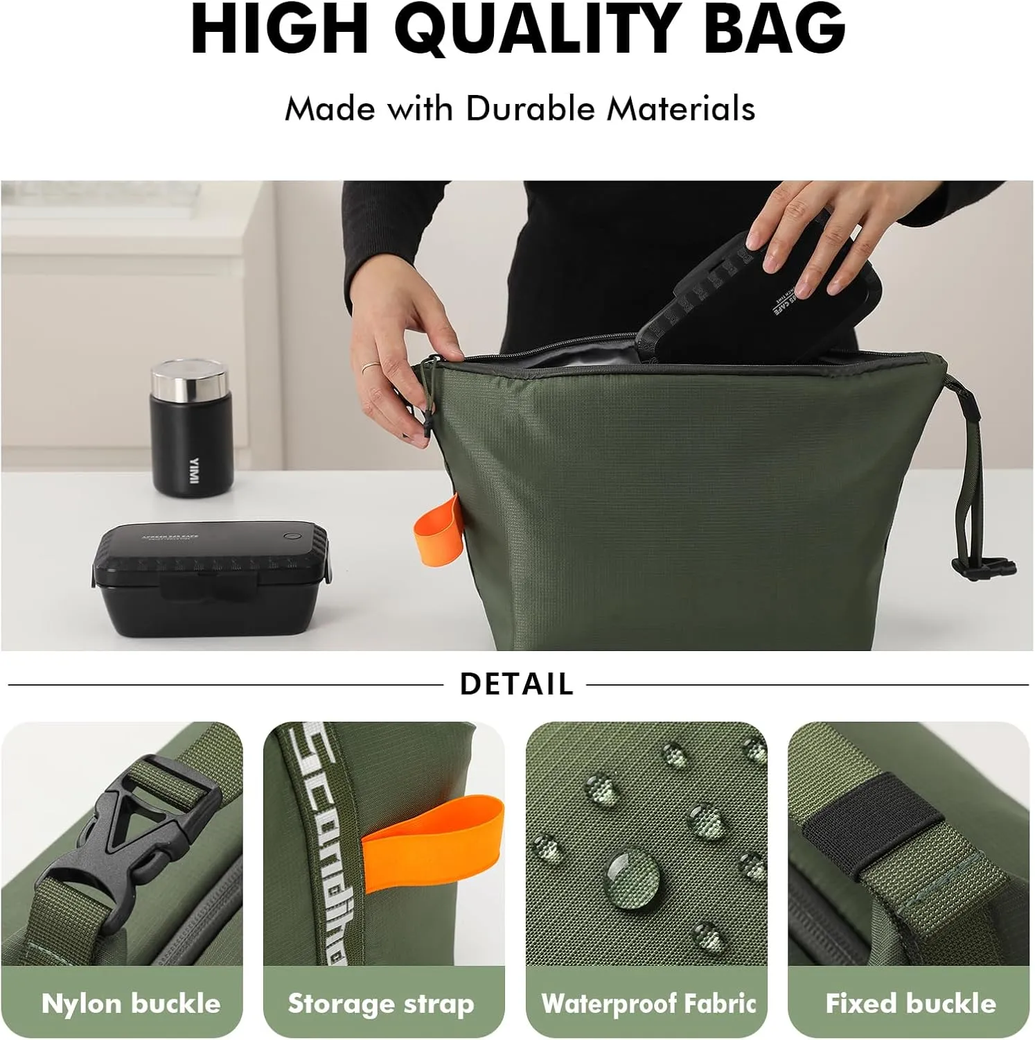 Lunch Bag for Women & Men Fresh Keep Lunch Box, Small Leakproof Cooler Bag Food Lunch Containers High Capacity Reusable Lunch Tote Bags for Work, Office, Picnic, Travel (Green)