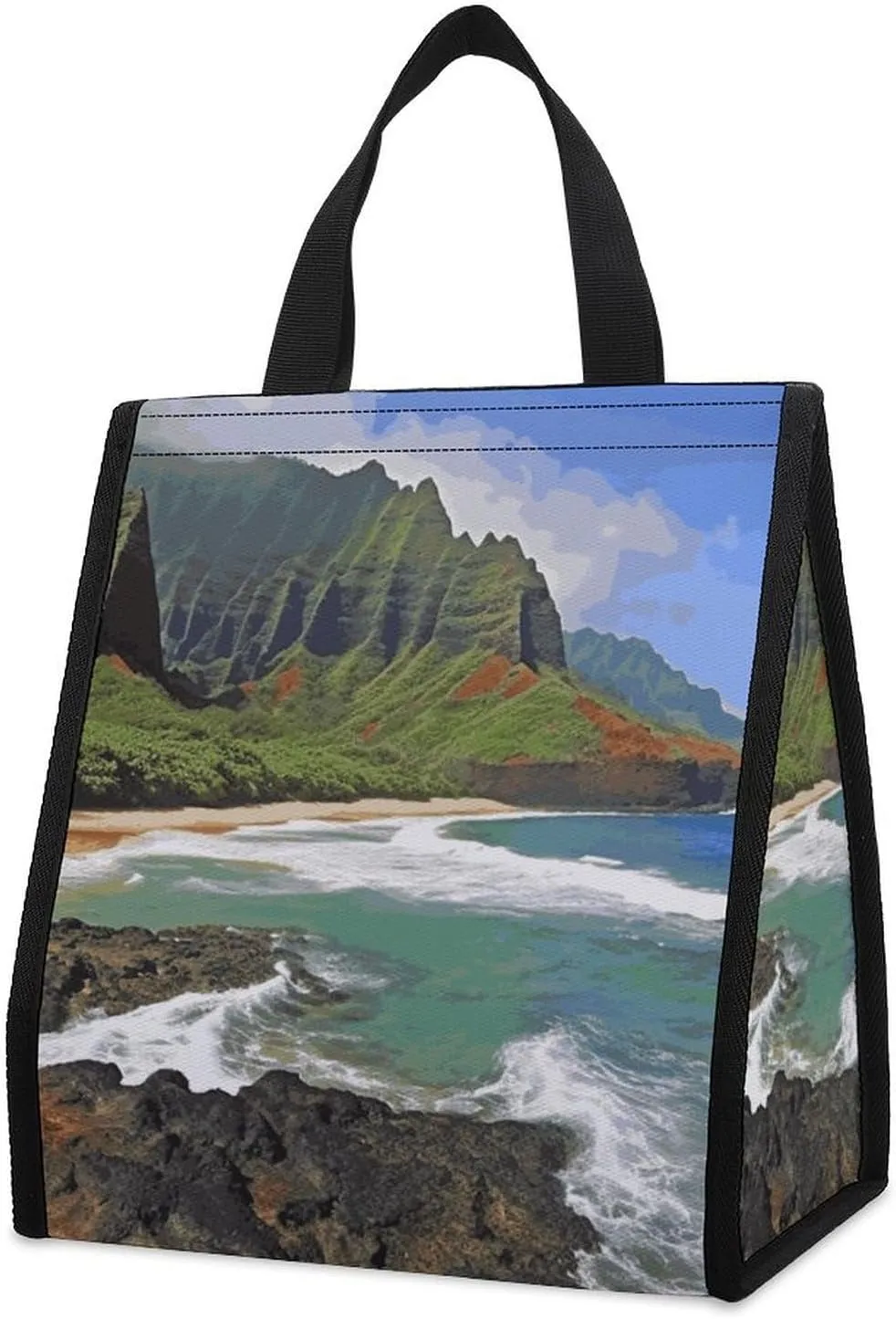 Lunch Bag for Women Men Cute Insulated Lunch Box Reusable Portable Kauai Hawaii Seashore Lunch Tote Bag for Work Office Travel