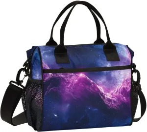 Lunch Bag Galaxy Nebula Purple Lunch Box for Women Men Reusable Lunch Tote Shoulder Bag Leakproof Thermal Insulated Lunch Containers for Work Picnic Travel