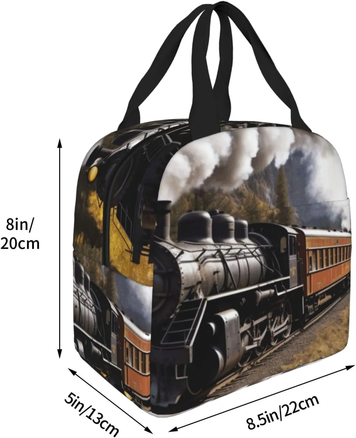 Lunch Bag Insulated Lunch Box for Women Men Steam Locomotive Train_76680229 Reusable Lunch Tote Bag for Work Picnic Travel