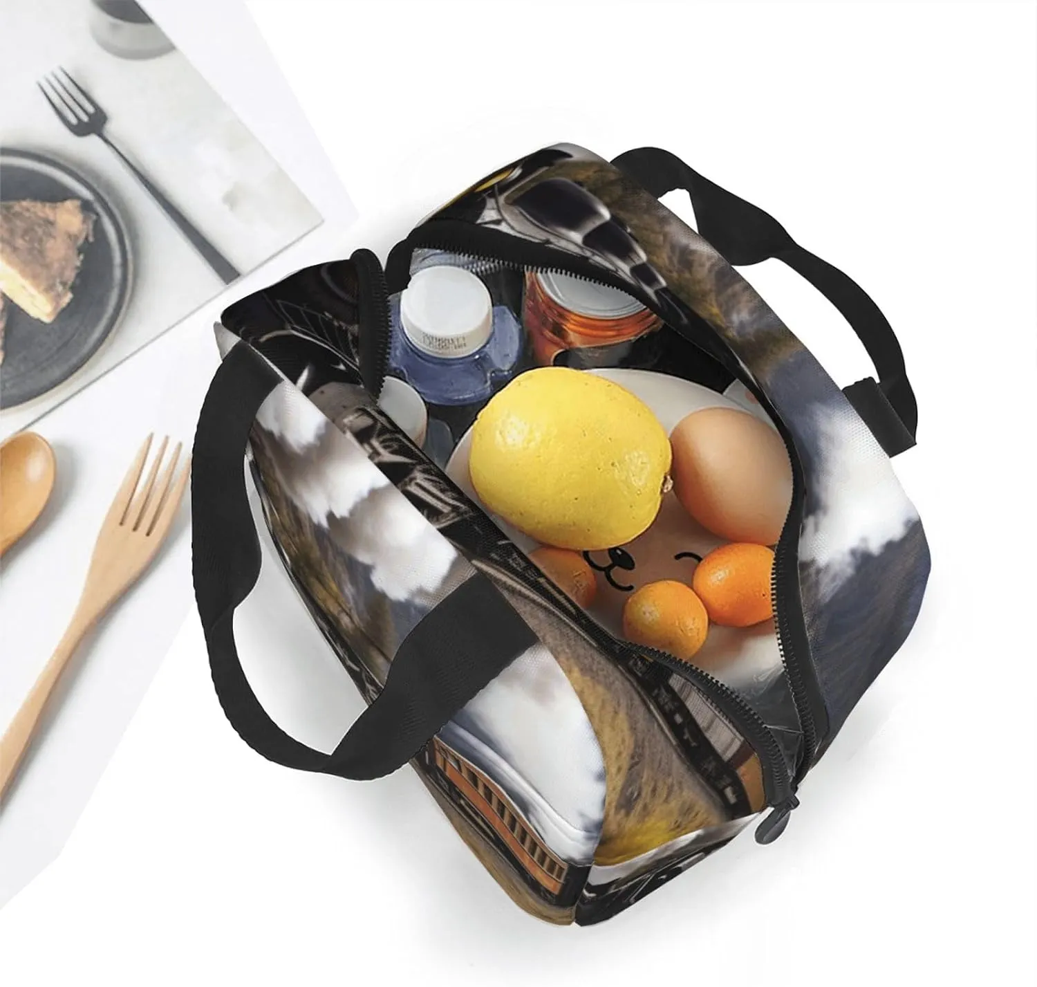 Lunch Bag Insulated Lunch Box for Women Men Steam Locomotive Train_76680229 Reusable Lunch Tote Bag for Work Picnic Travel