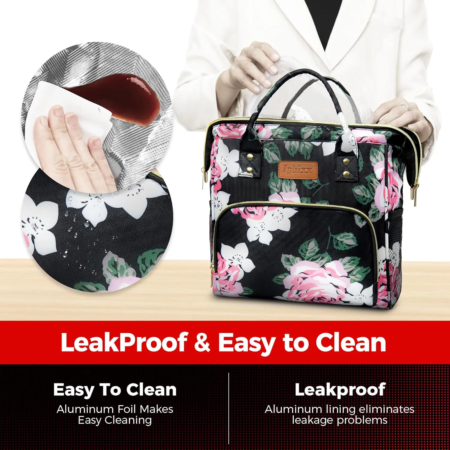 Lunch Bags for Women, Lunch Box for Women Insulated Lunch Bag, Leakproof Lunch Tote Bags for Work with Adjustable Strap Reusable Cooler Tote Bag for Picnic,Camping, 8 Ice Packs