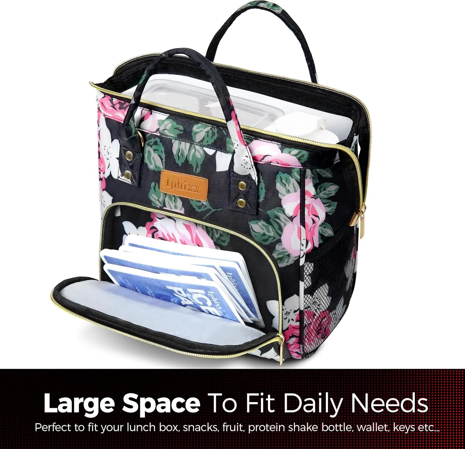 Lunch Bags for Women, Lunch Box for Women Insulated Lunch Bag, Leakproof Lunch Tote Bags for Work with Adjustable Strap Reusable Cooler Tote Bag for Picnic,Camping, 8 Ice Packs