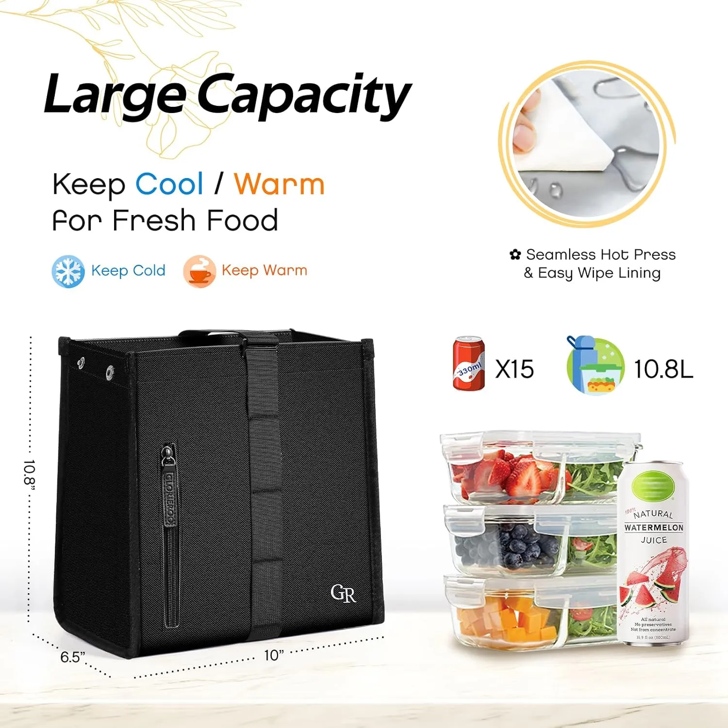 Lunch Box Bag Women - Insulated Foldable Leakproof Lightweight Reusable Cooler for Girls Kids for School Work Travel Picnic Gifts for Women