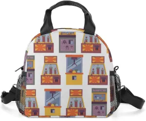Lunch Box for Women Men Arcade Game Machine Reusable Lunch Tote Bag Cartoon Insulated Lunch Bag With Shoulder Strap for Work Picnic Office Travel
