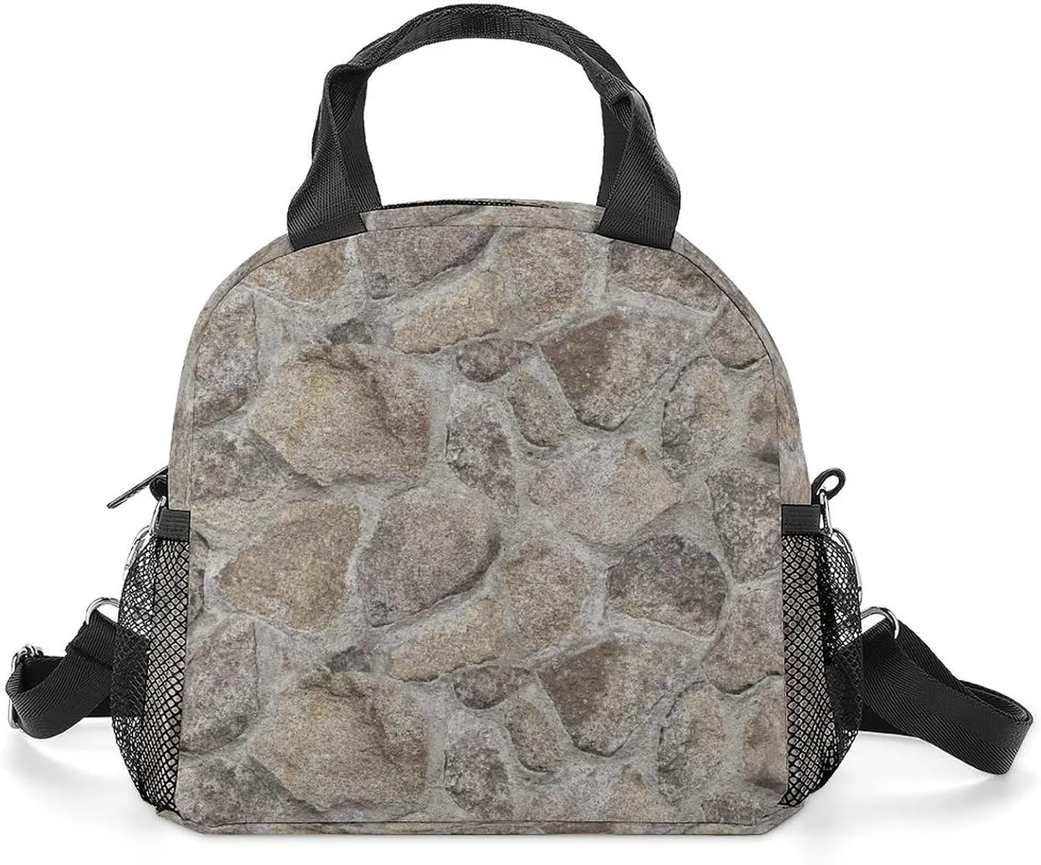 Lunch Box for Women Men Natural Stone Granite Wall Insulated Lunch Bag With Shoulder Strap Reusable Lunch Tote Bag for Work Picnic Office Travel
