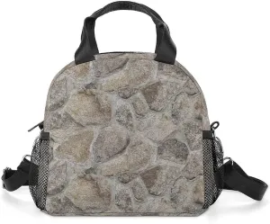 Lunch Box for Women Men Natural Stone Granite Wall Insulated Lunch Bag With Shoulder Strap Reusable Lunch Tote Bag for Work Picnic Office Travel
