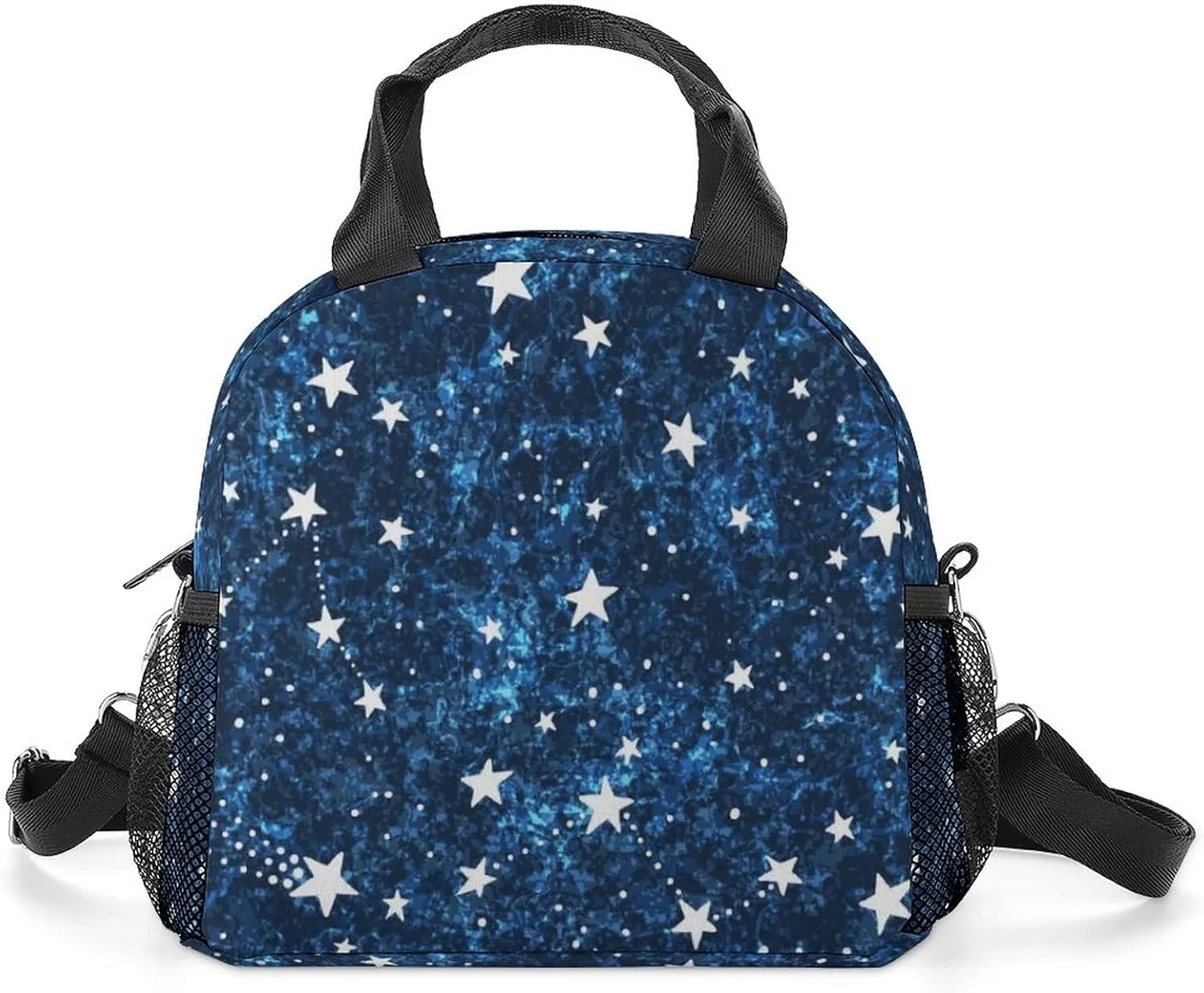 Lunch Box for Women Men Space Constellations Star Sky Reusable Lunch Tote Bag Astronomical Doodle Insulated Lunch Bag With Shoulder Strap for Work Picnic Office Travel