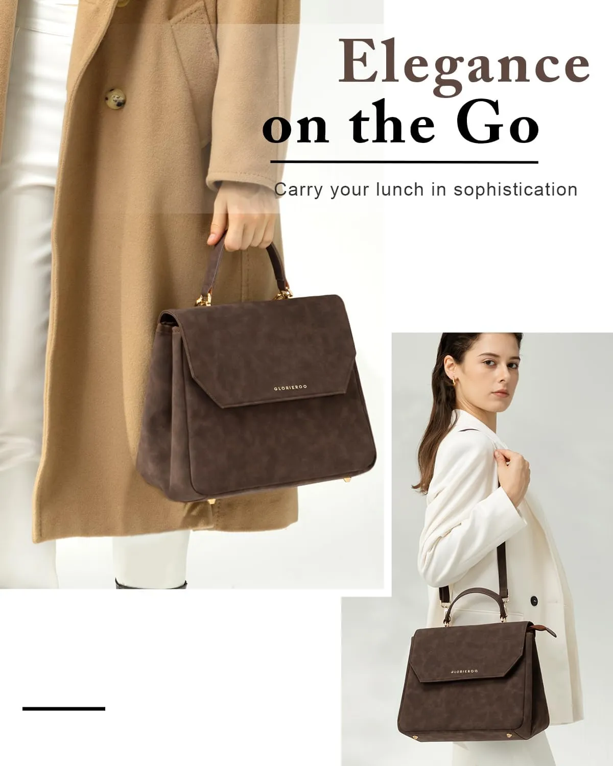 Luxury Lunch Bag Women - Adult Fashion Stylish Vegan Leather Insulated Leakproof Lunch Box with Removable Strap for Work - Teacher Mothers Day Christmas Gifts for Women