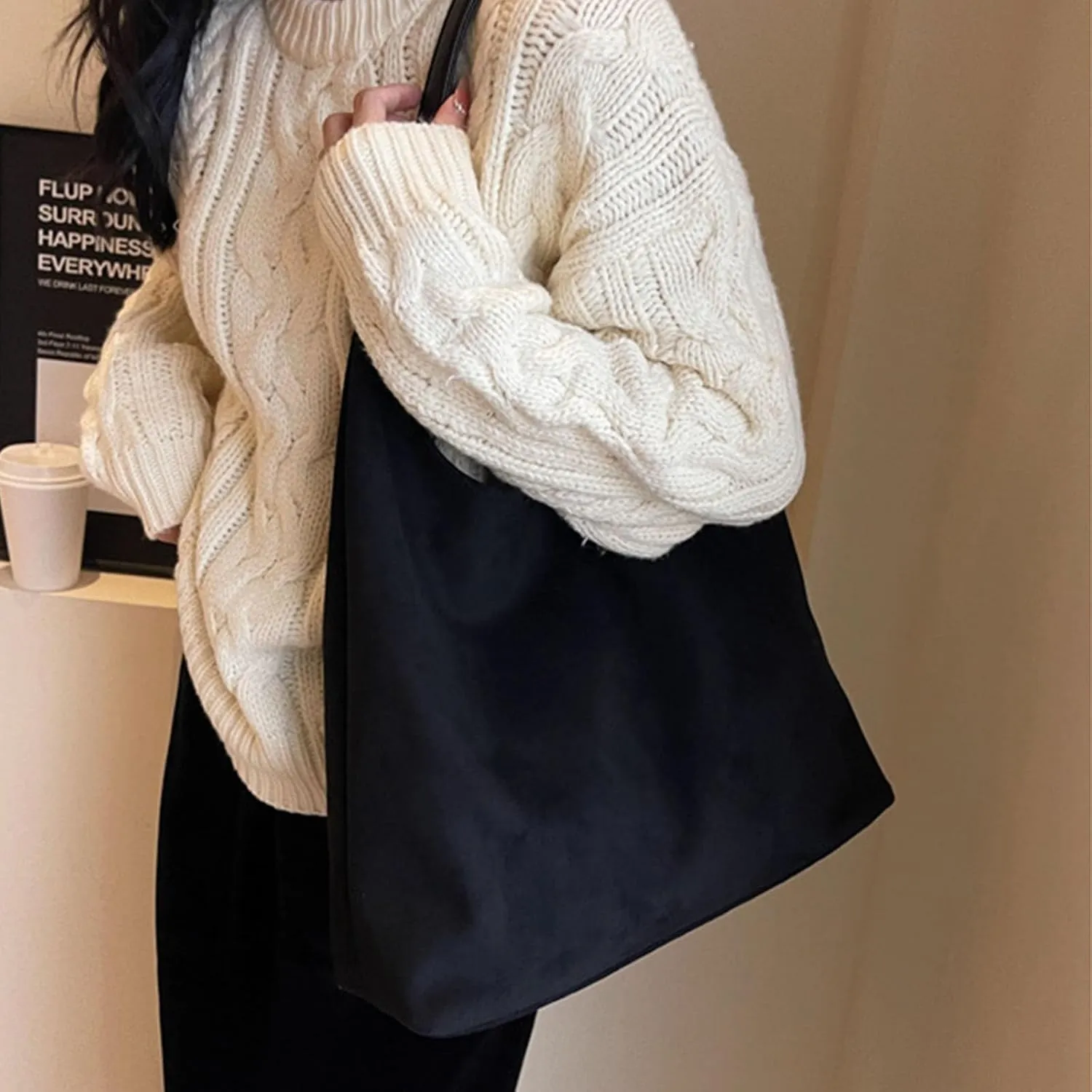 Luxury Suede Tote Bag for Women - Spacious Work & Travel Purse with Magnetic Closure