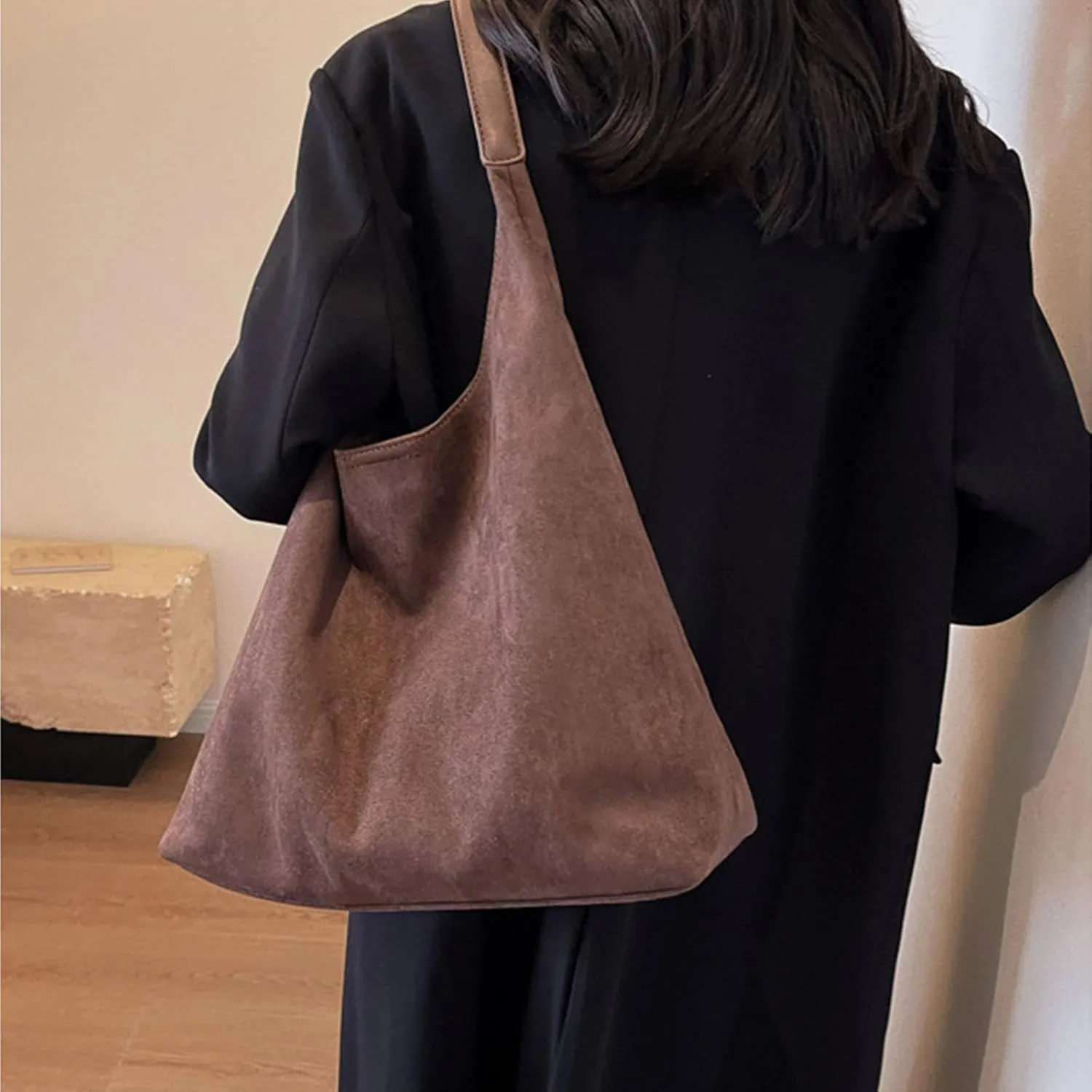 Luxury Suede Tote Bag for Women - Spacious Work & Travel Purse with Magnetic Closure