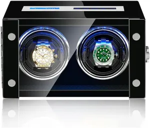 Luxury Watch Winder for 2 4 6 9 Watches with Remote Control LCD Touch Screen LED Illumination Watches Display Box Quiet Motor Self Winding Watch Rotator Box (A 4 0)