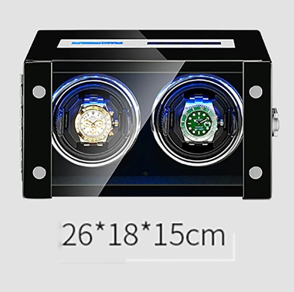 Luxury Watch Winder for 2 4 6 9 Watches with Remote Control LCD Touch Screen LED Illumination Watches Display Box Quiet Motor Self Winding Watch Rotator Box (A 4 0)