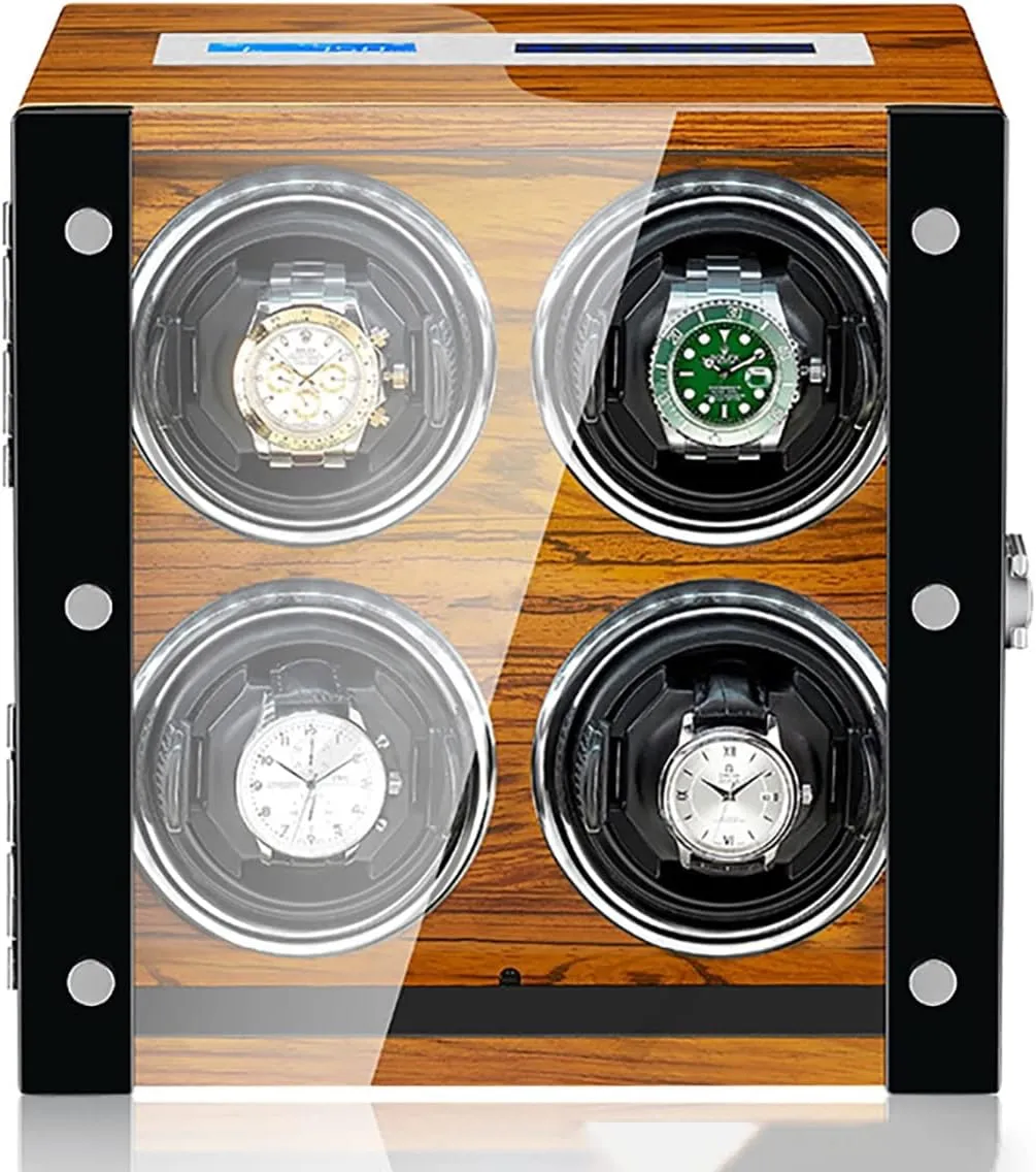 Luxury Watch Winder for 2 4 6 9 Watches with Remote Control LCD Touch Screen LED Illumination Watches Display Box Quiet Motor Self Winding Watch Rotator Box (B 4 0)
