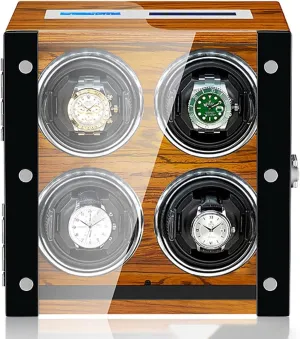 Luxury Watch Winder for 2 4 6 9 Watches with Remote Control LCD Touch Screen LED Illumination Watches Display Box Quiet Motor Self Winding Watch Rotator Box (B 4 0)