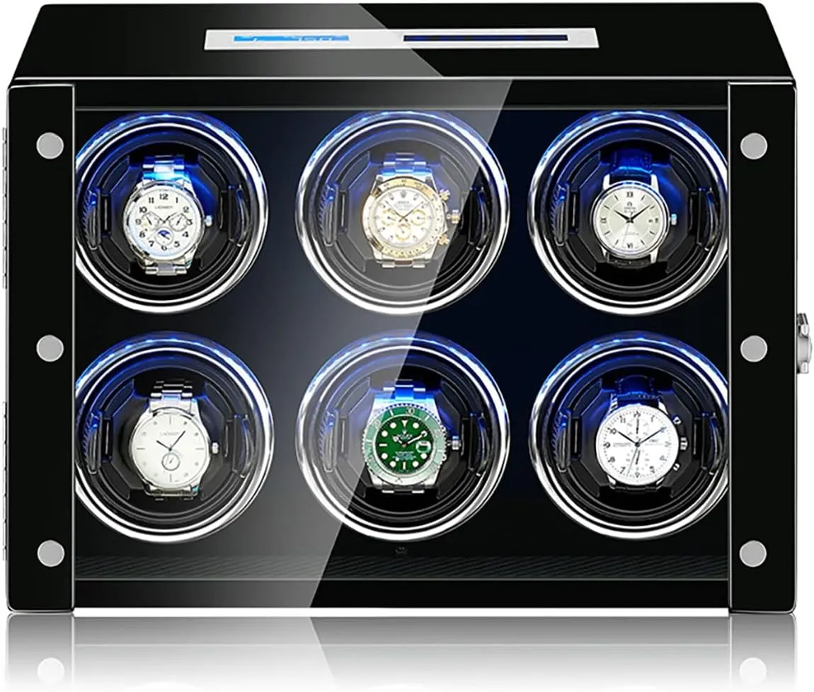 Luxury Watch Winder for 2 4 6 9 Watches with Remote Control LCD Touch Screen LED Illumination Watches Display Box Quiet Motor Self Winding Watch Rotator Box