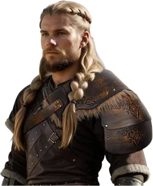 L'VOW Men Medieval Fur Shoulder Armor Adjustable Warrior Viking Leather Armor for Halloween LARP Cosplay