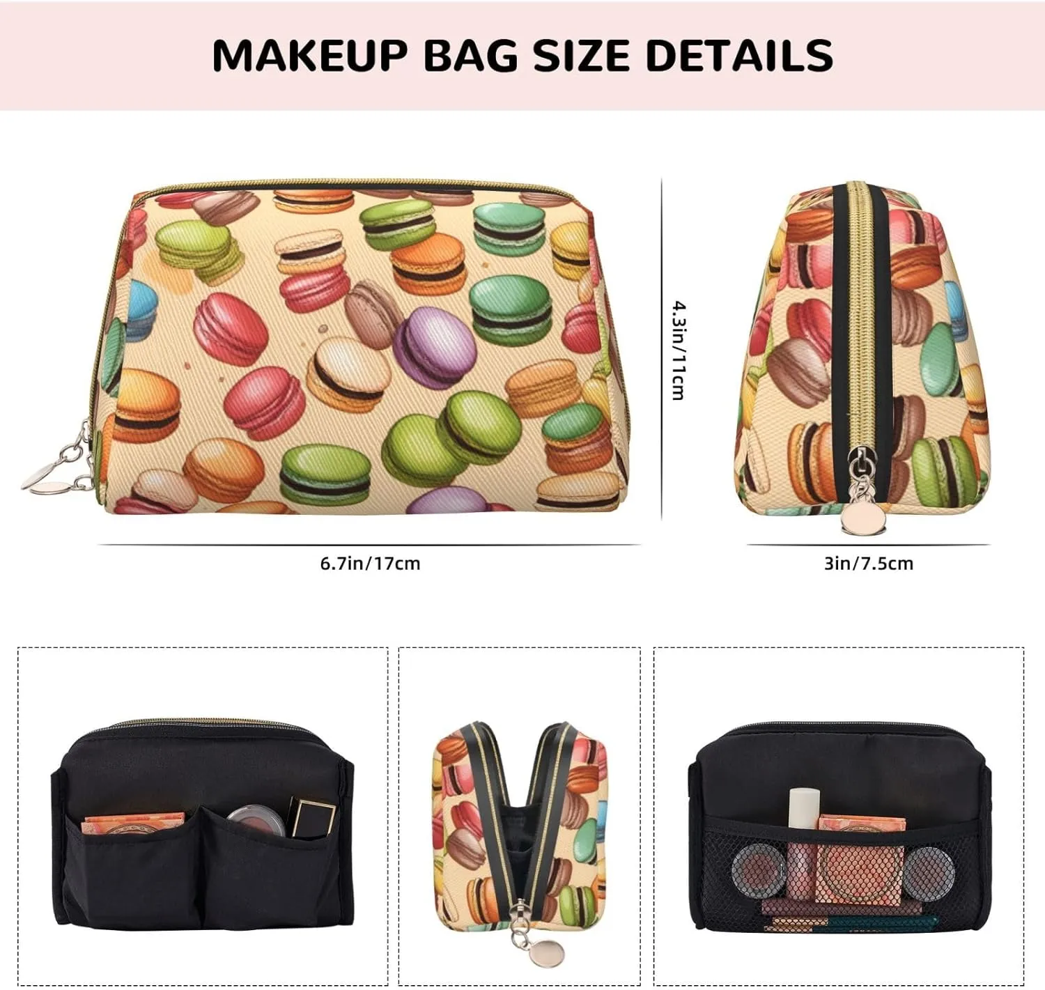 Macaron Biscuit Flavored Toiletry Pouch, Travel-Friendly Makeup Organizer For Makeup Brushes, Lipsticks