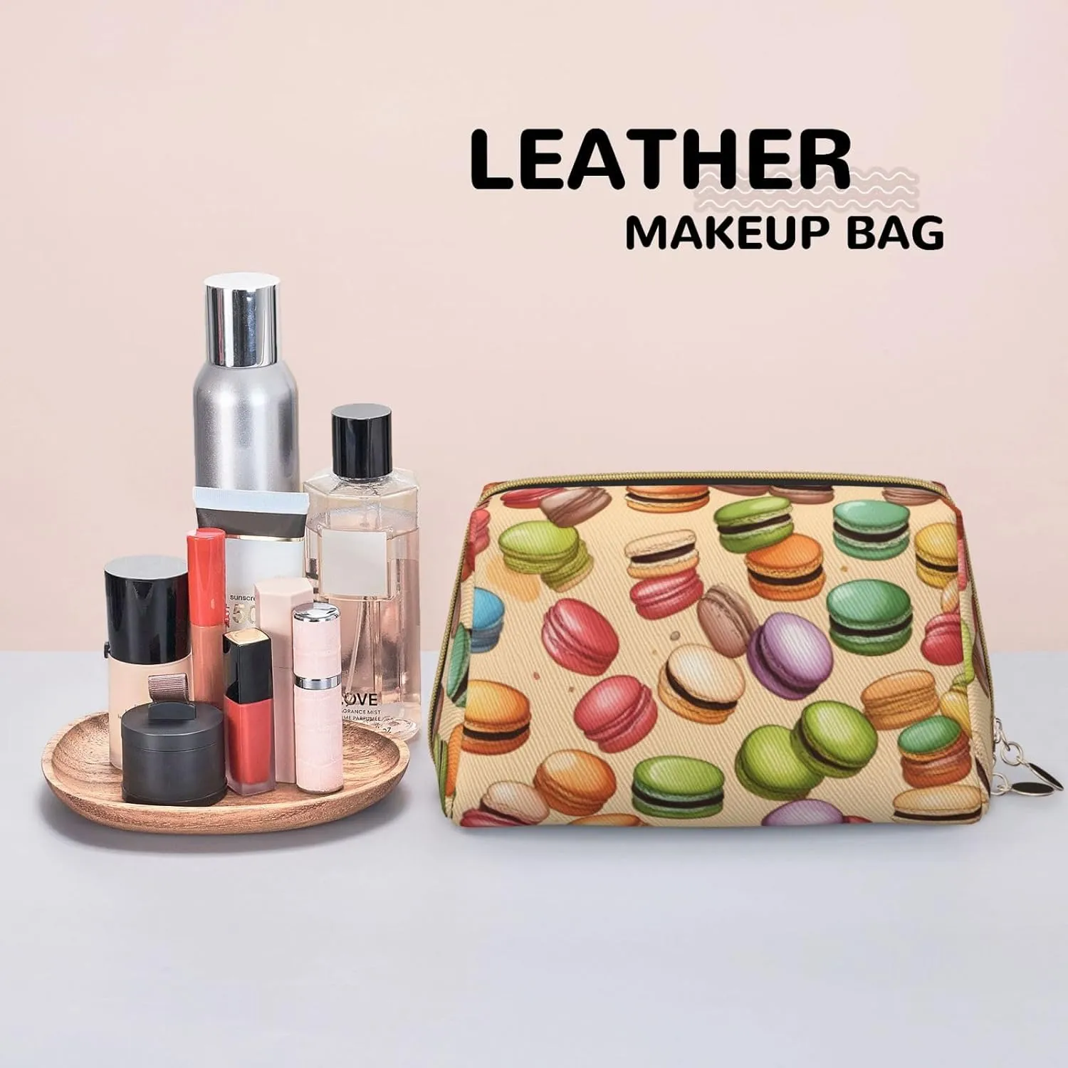 Macaron Biscuit Flavored Toiletry Pouch, Travel-Friendly Makeup Organizer For Makeup Brushes, Lipsticks