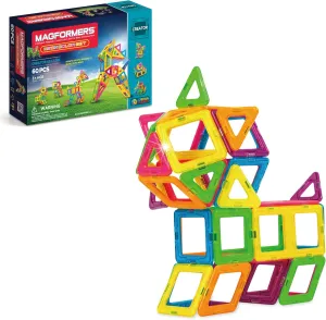 Magformers Neon 60pc Set - Magnetic Tiles Building Blocks, Educational Kit, STEM Toy Set - Magnetic Building Tiles for Kids to Develop Problem-Solving Abilities and Shape Recognition