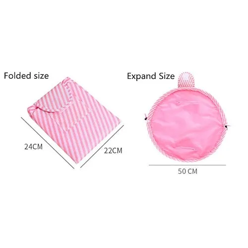 Magic Cosmetics Pouch Black Drawstring Cosmetic Bag for Women, Portable Waterproof Makeup Bag Organizer with Pearl Handle Chain, Travel Toiletry Beauty Case