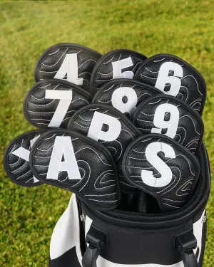 Magnetic Iron Club Covers, Set of 10 Fits Most Clubs, Striated Map Pattern, Wedge & Iron Head Covers - Golf Gifts for Dad