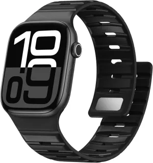 Magnetic Loop Compatible with Apple Watch Bands for Men - Series 10 46mm - Ultra/Ultra 2 49mm - iWatch Series 9 8 7 45mm - Apple Watch 6 5 4 SE SE 2nd 44mm, Sport Silicone Breathable Watch Strap