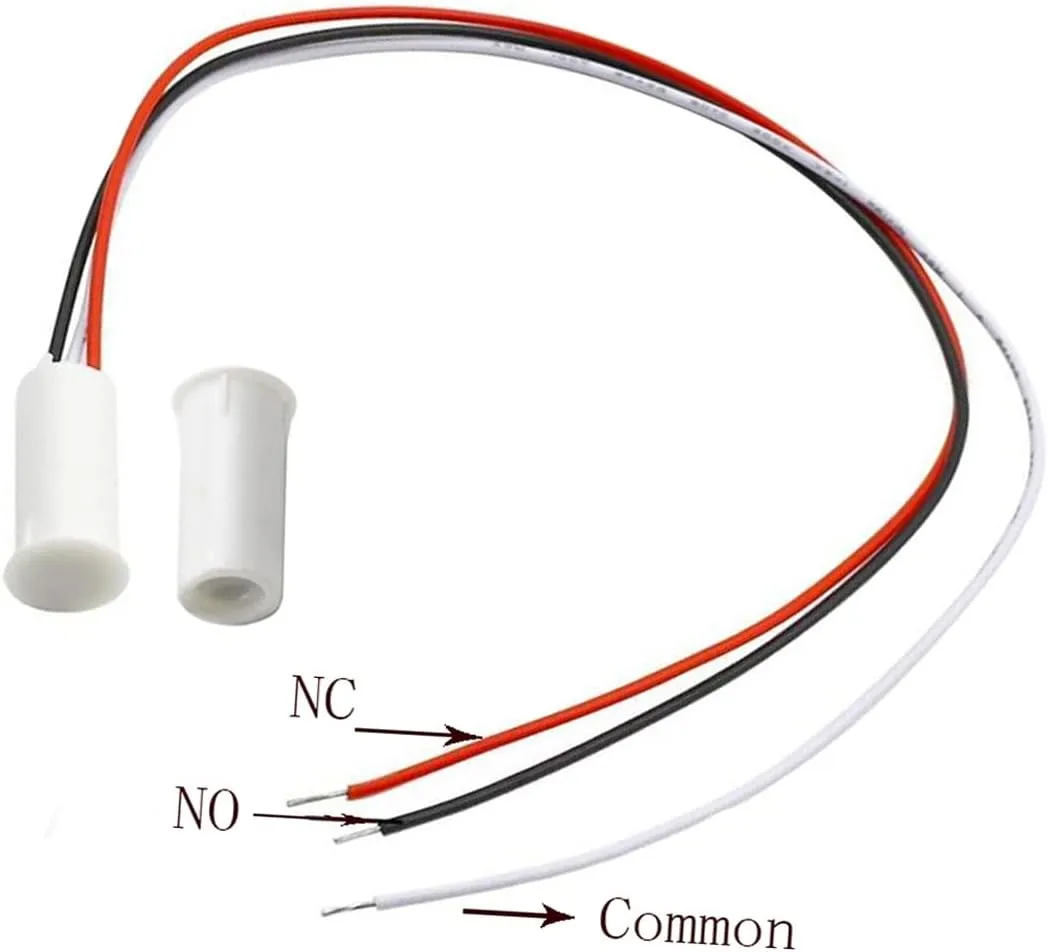 Magnetic Reed Switch RC-35 NC/NO Recessed Wired Door Window Alarm, Magneti Door Switch, Contact Sensor, for Home Security and Burglar Alarm Systems, Sets of 5, White