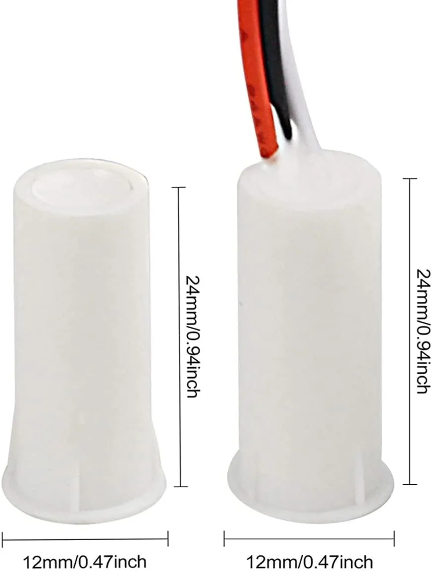 Magnetic Reed Switch RC-35 NC/NO Recessed Wired Door Window Alarm, Magneti Door Switch, Contact Sensor, for Home Security and Burglar Alarm Systems, Sets of 5, White