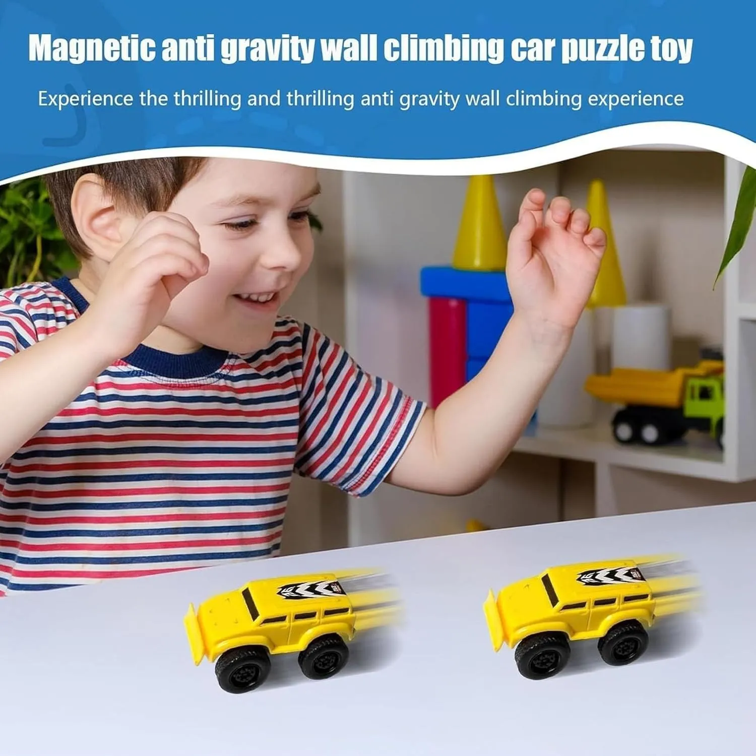 Magnetic Wall Climbing Toy Car, Anti-Gravity Climber Toy for Kids, Inertial Magnetic Levitation, Pull-Back Inertial Climbing Toys Car, Travel on Vertical Surfaces Such as Walls Ceilings (3Mix)