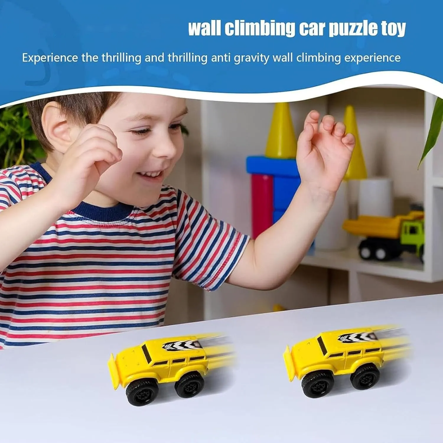 Magnetic Wall Climbing Toy Car for Kids - Wall Climbing Cars That Drives on The Wall and Ceiling, Inertial Magnetic Levitation Pull-Back Vehicle, No Gravity Car Toy Wall Climbing (A1 B1 C)
