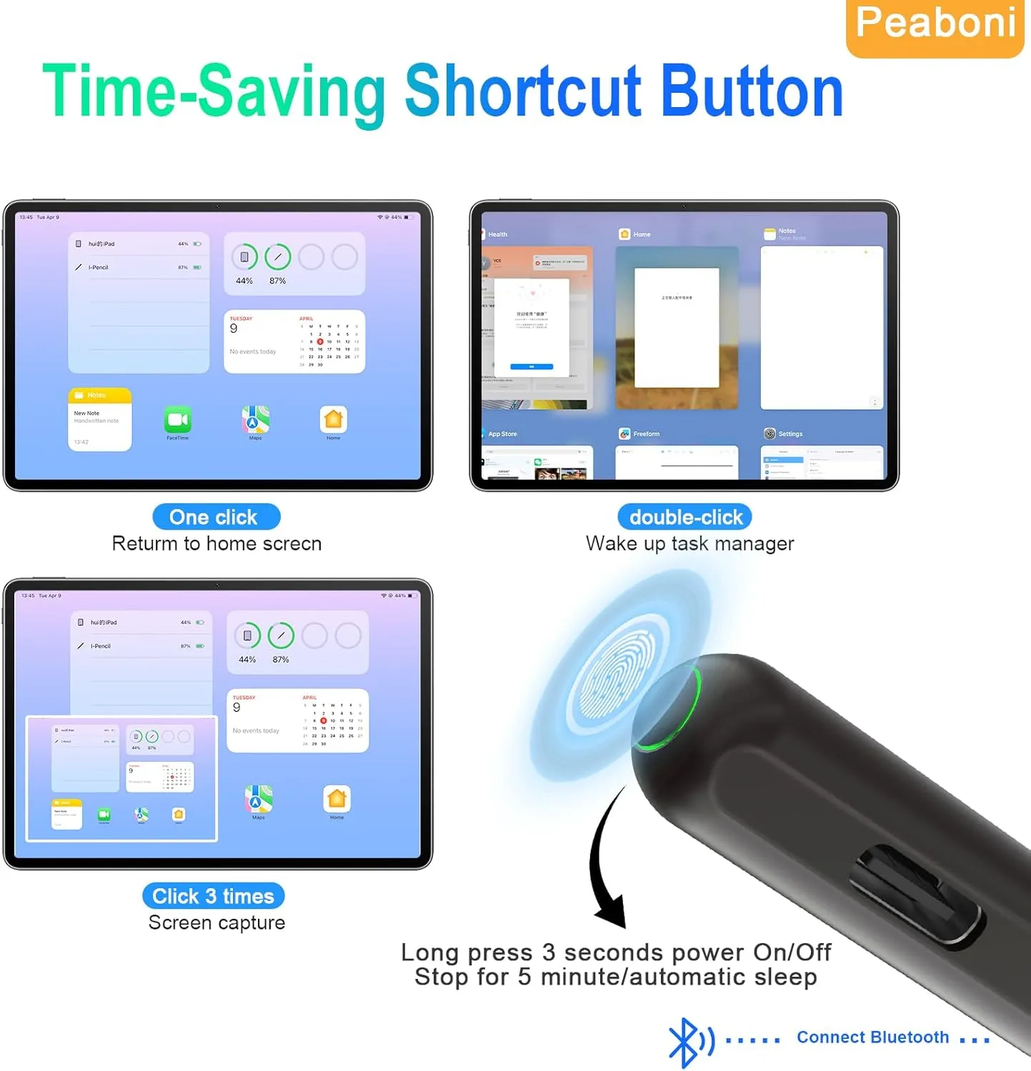 Magnetic Wireless Charging Pencil 2nd Generation for iPad 2018-2023 Model Compatible with Apple iPad Pro11 in 1/2/3/4,iPad Pro 12.9 in 3/4/5/6,iPad Air 3/4/5,iPad Mini 5/6,iPad 6/7/8/9/10 Black