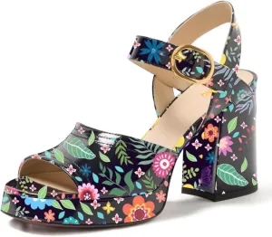 Maiyang Women Fashion Open Toe Platform Sandals Ankle Strap Adjustable Buckle Chunky Block High Heel Party Event Shoes Size 4-16 US