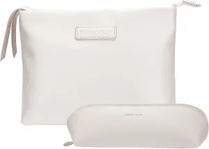 Make Up Bag, Makeup Bag For Women, Waterproof PU Leather Cosmetic Bag, Makeup Bag Organizer, Large Envelop Handbag for Women, Travel Makeup Bag, Cute Portable Clutch Purse Bag (Cream)