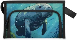 Makeup Bag for Women Cute Animal Cartoon Walrus Cosmetic Bags Travel Toiletry Bag with Compartments and Handle Waterproof Portable Make Up Case Zipper Pouch Cosmetic Organizer for Travel Accessories