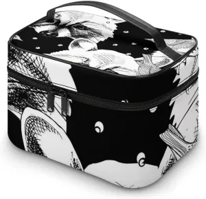Makeup Bag Serious Raccoons with Bird Cosmetic Bag for Women Beauty Zipper Makeup Organizer PU Leather Waterproof Toiletry Train Case