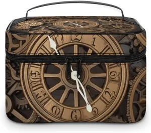 Makeup Bag Travel Cosmetic Bag for Women Steampunk Gears Clock Makeup Pouch for Purse Large Makeup Organizer Case Receiving Bag