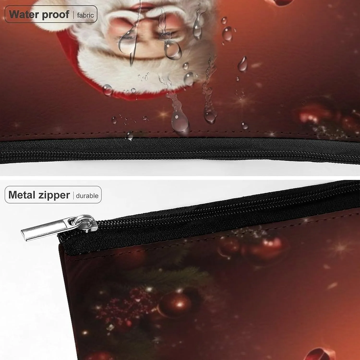 Makeup Bag Travel Cosmetic Bag Portable Lovely Santa Claus Holding Present Toiletry Bag Large Capacity Zipper Pouch Makeup Organizer Case Waterproof Toiletry Pouch for Women Men