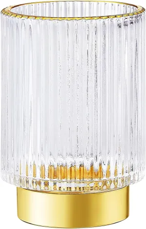 Makeup Brush Holder Organizer,Toothbrush Holders,Desk Pen Pencil Holder,Multifunctional Vintage Glass Brush Cup（L/White/A3-9-US）