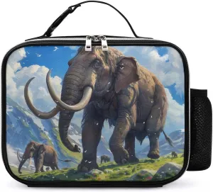 Mammoth Family Oil Painting Insulated Lunch Box Reusable Lunch Bag Lunch Tote Bag for Travel Work Picnic