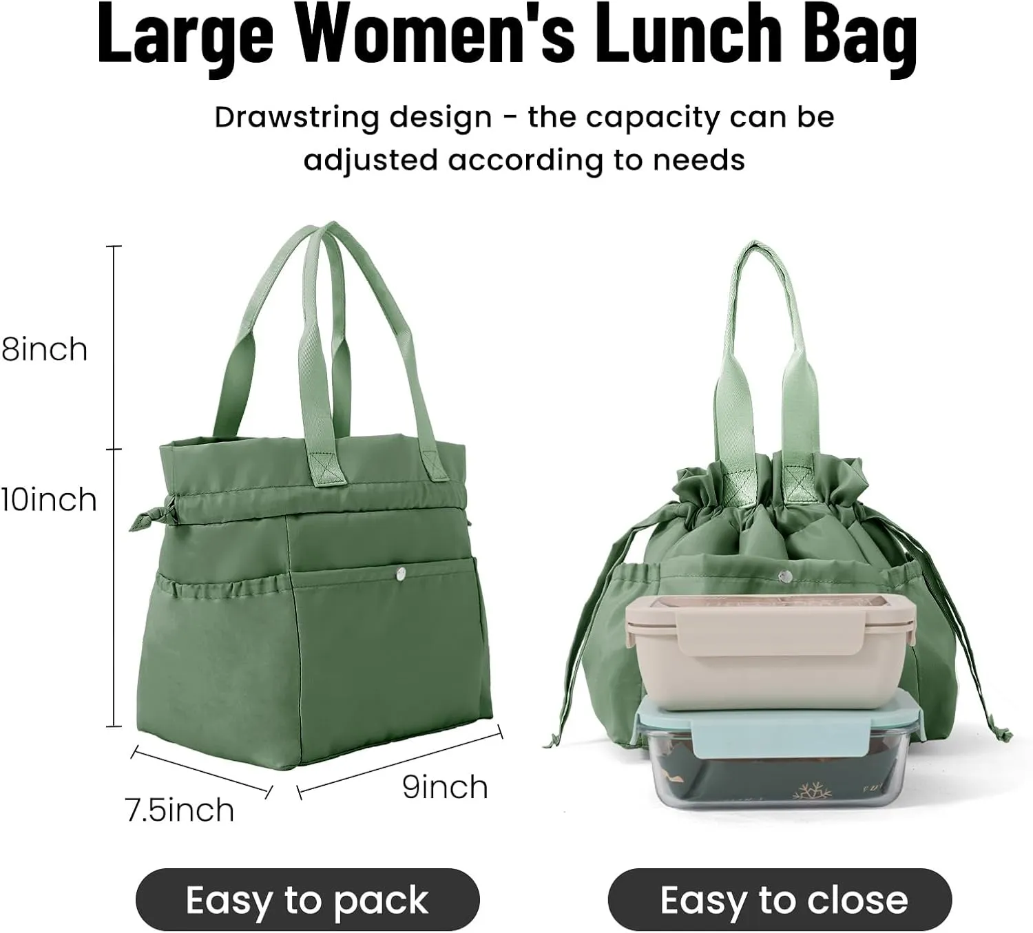 MAMONA Lunch Bag Women – Reusable Insulated Lunch Bag Stain-Resistant, Large Capacity Lunch box for Women Perfect for Office Picnic Hiking