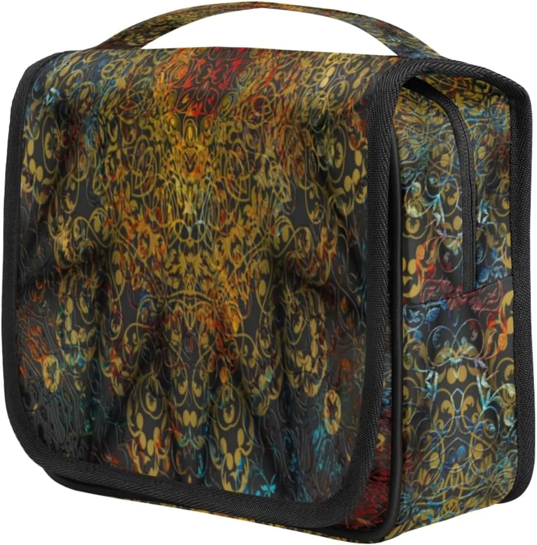 Mandala Ornamental Travel Toiletry Bag for Women Portable Waterproof Travel Makeup Bag with Hanging Hook Makeup Cosmetic Organizer for Travel Business Trip Camping Bathroom