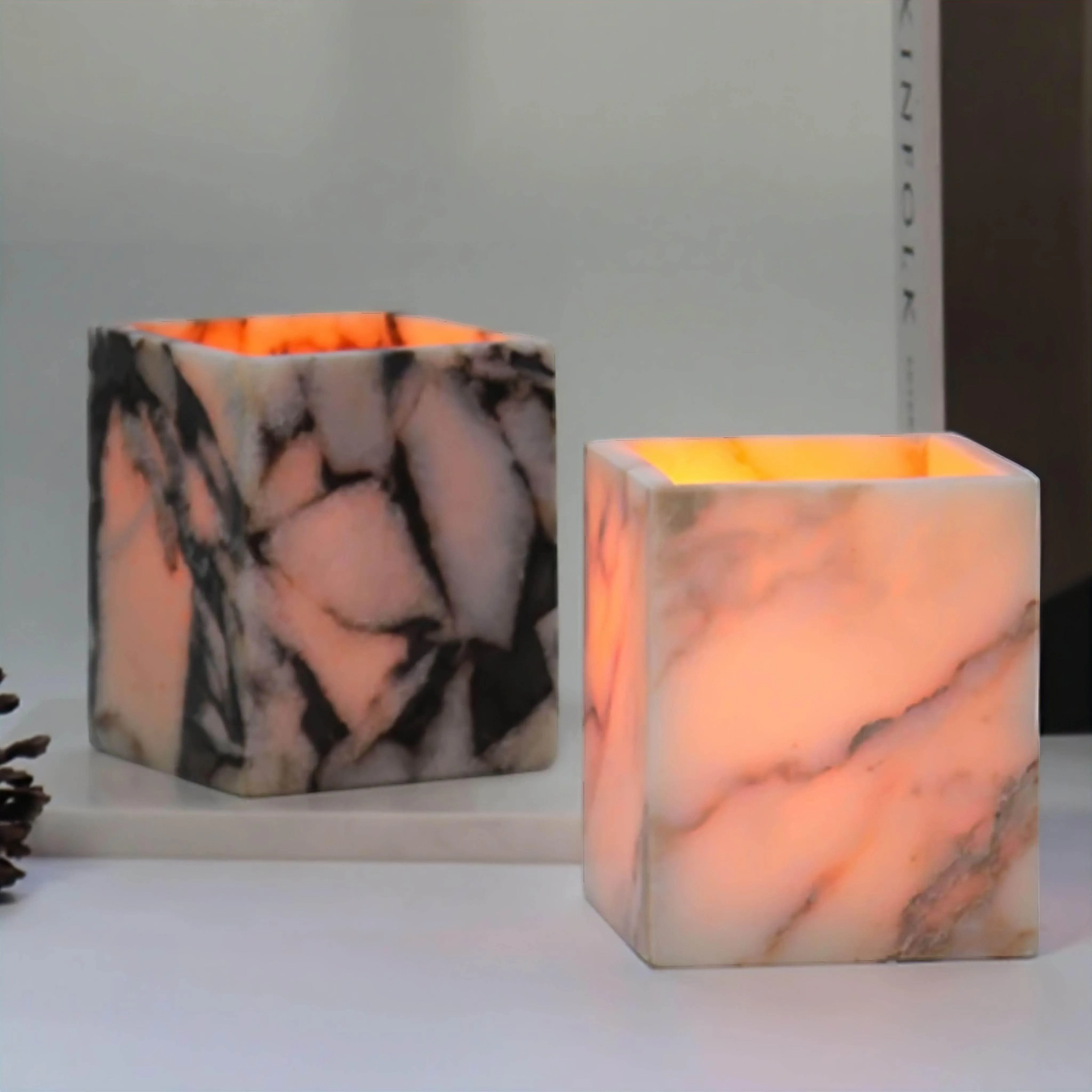 Marble Candle Holders - Elegant Decorative Cups for Home Decor
