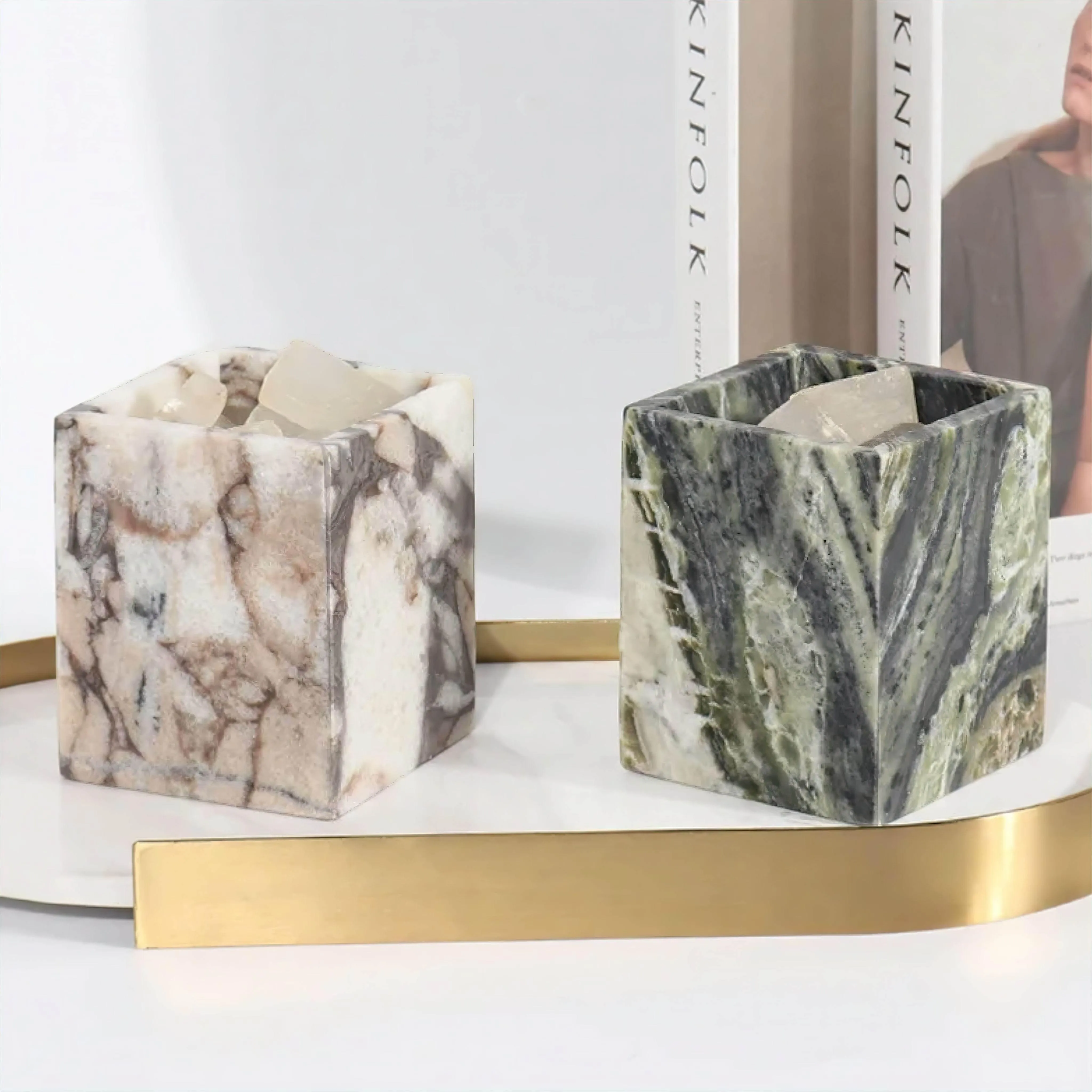 Marble Candle Holders - Elegant Decorative Cups for Home Decor