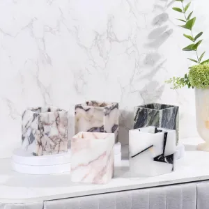 Marble Candle Holders - Elegant Decorative Cups for Home Decor